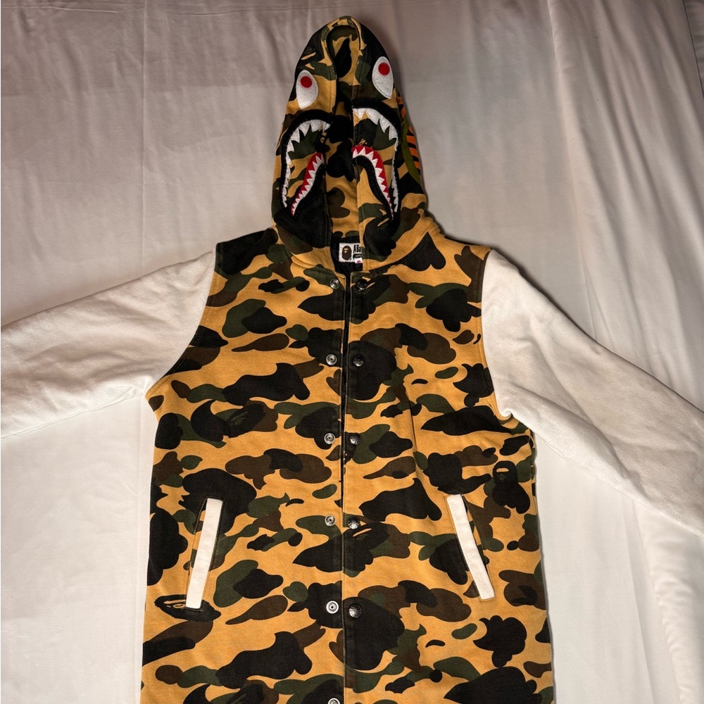 Bape WGM Camouflage Jacket with White Sleeves women's size x small